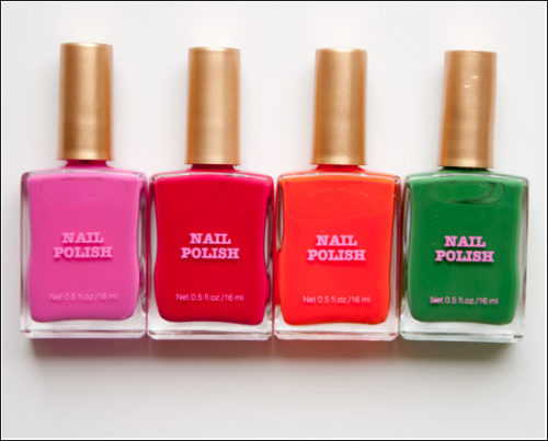 H&M Nail Polish City Pink, Pink Road, Orange Lane, Green Street