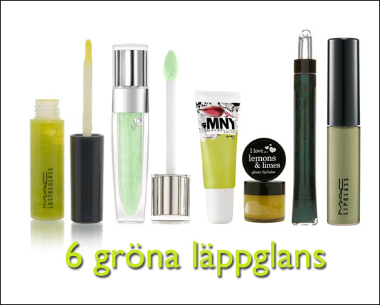 Beautylistan 6 gröna läppglans/6 green lipglosses