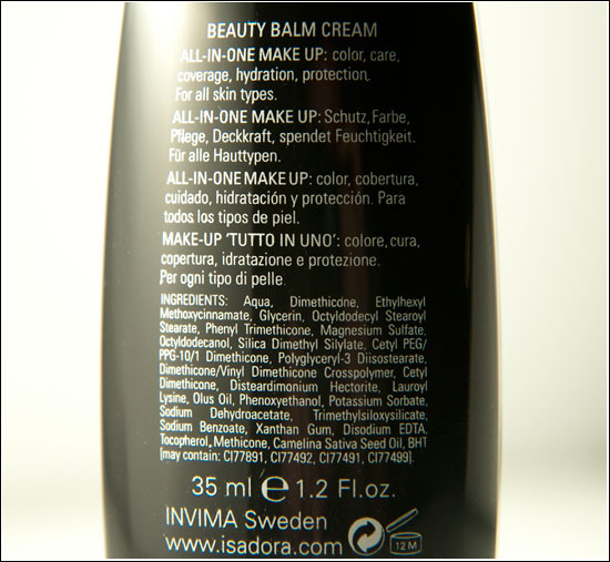 IsaDora BB Cream Ingredients
