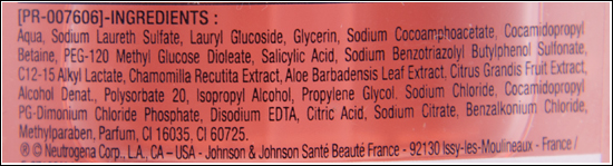 Neutrogena Pink Grapefruit Ingredients