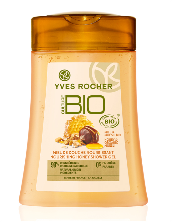 Yves Rocher Miel de douche nourrissant Nourishing shower gel organic honey muesli