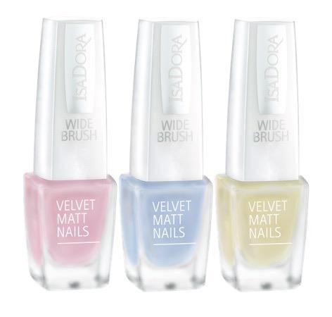 IsaDora-829-Pink-Sugar-830-Blue-Cloud-831-Spring-Light-Velvet-Matt-Nails