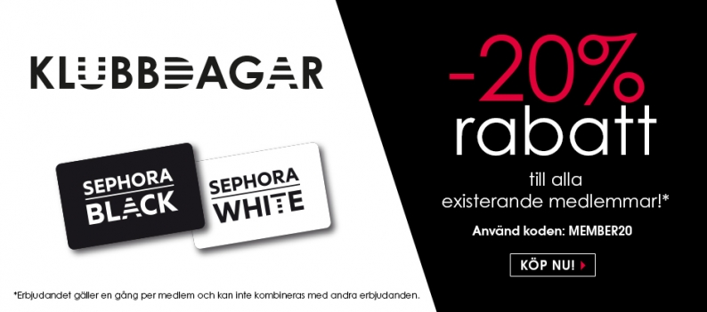 Just nu 20% rabatt till alla medlemmar hos Sephora!