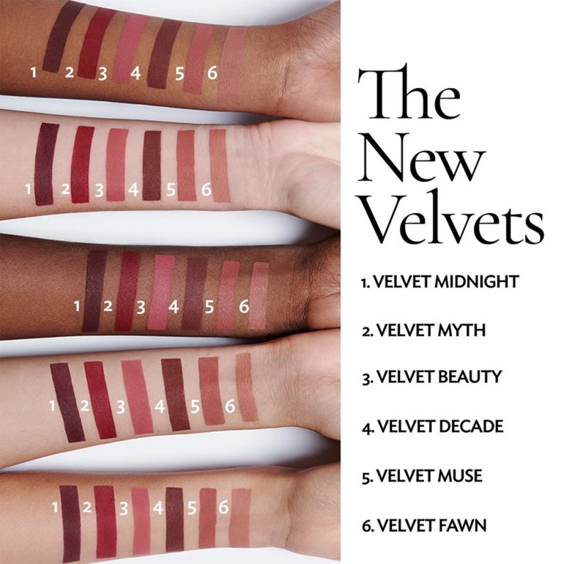 Lisa Eldridge The New Velvets Swatches on different skintones