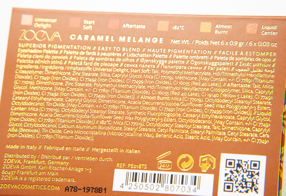 Zoeva Eyeshadow Palette Caramel Melange Voyager
