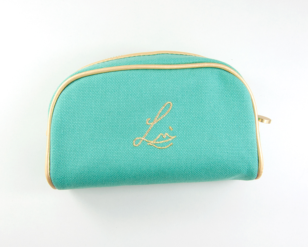 Lisa Eldridge Aquamarine Linen Makeup Bag