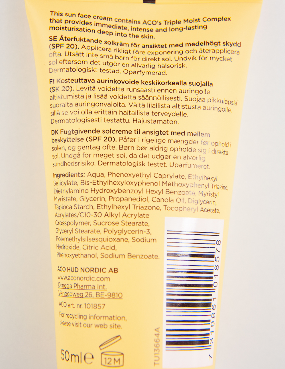 ACO Sun Face Cream SPF 20